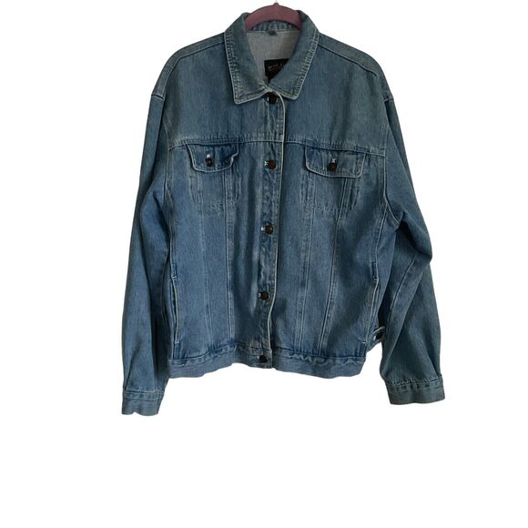 VTG Jessi Lee Quality Garments Womans L Denim Blue Jean Jacket Zip/Button 80's - Picture 1 of 12